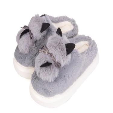 Imagem de Pantufa Gatinho 3d Adulto Solado Emborrachado Antederrapante - D Prese