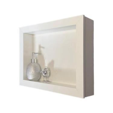 Imagem de Nicho Banheiro Porcelanato Sobrepor Branco 37x56x11 c/ kit de instalaç