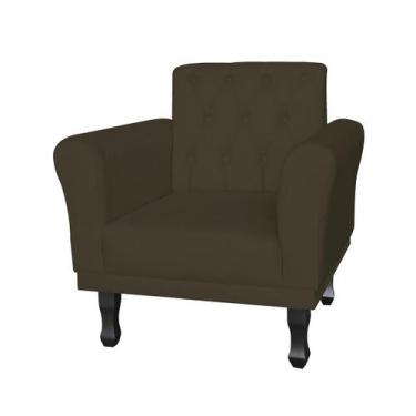 Imagem de Poltrona Estofada Decorativa Para Escritório Classic Corano Marrom - L