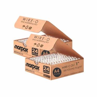 Imagem de Kit Wire-o para Encadernação 2X1 A4 Branco 1" 200fls 48un - Marpax