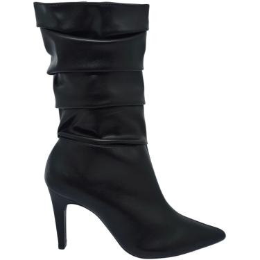 Imagem de Bota Feminina Casual Dia a Dia Passeio Trabalho Festa Cano Médio Salto Alto Bico Fino Conforto Mariotta 20845-01