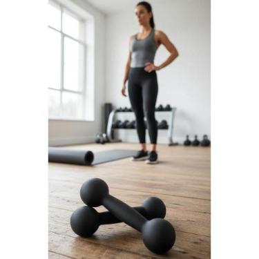 Imagem de Halteres 1kg Par Pesos Ferro Fundido Preto - Congratulations Store