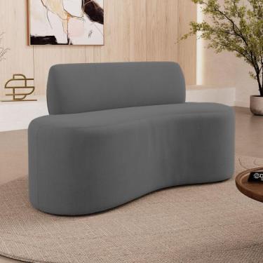 Imagem de Sofá Compacto Moderno Orgânico Sora 100cm Suede Cinza - Desk Design