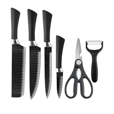 Imagem de Conjunto para Cozinha 6 Peças com Facas, Cutelo, Descascador e Tesoura