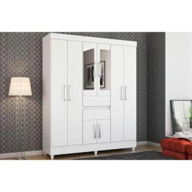Imagem de Guarda Roupa 8 Portas (2 c/ Espelho) e 2 Gavetas Munique Branco - Demó