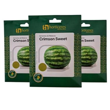 Imagem de 300g Sementes de Melancia Crimson Sweet Horticeres Fruta Firme Polpa D