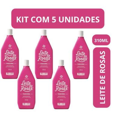 Imagem de Kit c5 Desodorante Leite de Rosas Tradicional 310ml Loção Corporal Lei
