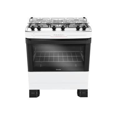 Imagem de Fogão Mueller 5 Bocas Branco Mesa De Inox Tripla Chama Bivolt MFI5BF