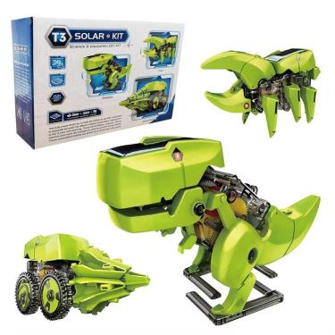 Imagem de Kit Robô Solar Educativo de Montar 3 em 1 Dinossauro Trator Inseto com Placa de Energia Utibom