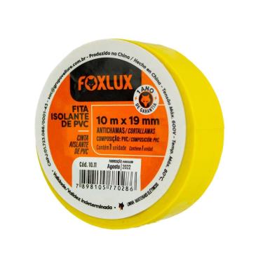 Imagem de Fita Isolante Elétrica Foxlux 10m Amarela 10 Unidades para Emendas e Conexões Residenciais