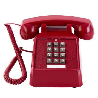 Imagem de Telefone fixo ZAMQIU retrô vermelho com volume ajustável