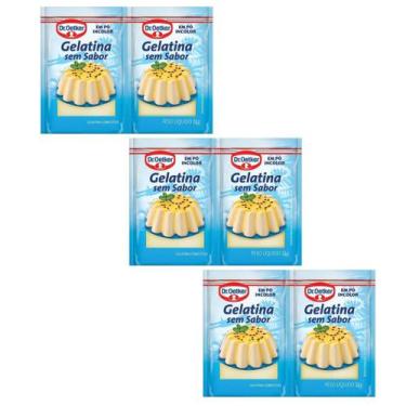 Imagem de Kit 3 Gelatina em Pó Sem Sabor Incolor Dr. Oetker 24g cada