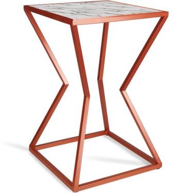 Imagem de Mesa de Canto Lateral Alta Quadrada para Sala Austria - Cobre Vulcano 