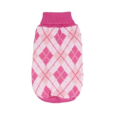 Imagem de Suéter Argyle Para Cães Pequenos, Tricotado Em Crochê, Quente E Confor