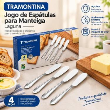 Imagem de Jogo 4 Espátulas Tramontina Laguna Aço Inox Brilho para Manteiga Gelei