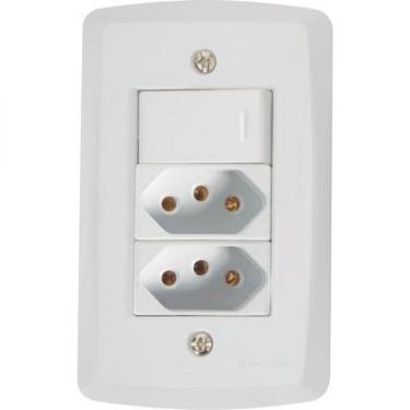 Imagem de 1 Interruptor Simples 10 A 250v e 2 Tomadas A 250v Branco