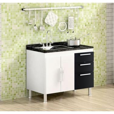 Imagem de Gabinete para Pia 1.00 Branco/Preto - Quarta Divisão
