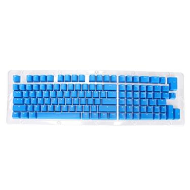 Imagem de Keycaps, conjunto de 117 chaves de teclado personalizado perfil OEM cor sólida OPQ teclados opacos substituição compatível com teclado mecânico 61/64/68/71/78/82/84/87 (azul escuro e branco)