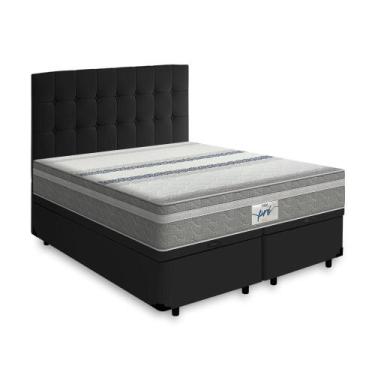 Cama Box Queen + Colchão de Queen Portobel Arezzo Black Molas Ensacadas  70x158x198 cm - Preto no Shoptime