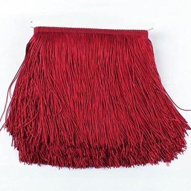 Imagem de 10 jardas/lote franja de renda borla borla de poliéster guarnição de renda fita diy cortina vestido latino vestuário de palco 15 cm/20 cm/30 cm de largura, vermelho, 15 cm de largura