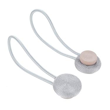 Imagem de peças de cortina de bola de pérola magnética tiebacks tie backs retenções fivela clipe acessório de corda cortina tieback acessório de armazenamento doméstico, cinza, 4 peças