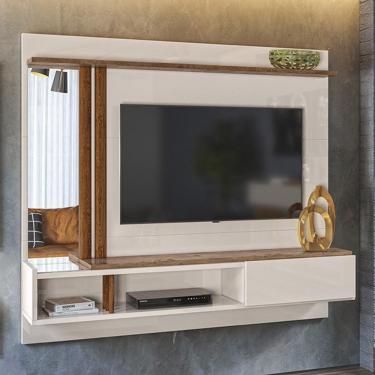 Imagem de Painel Para Tv Até 60" Off White E Madero Canela 183cm