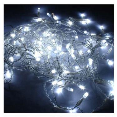 Imagem de Pisca Pisca 100 Leds Brancos 8 Funções Fio Verde 127V 10M Decoração Natalina 15104