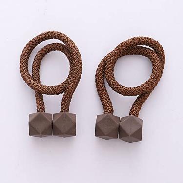 Imagem de Botão de cortina de ímã de polígono de diamante criativo sem perfurar suportes de cortina de tiebacks de cortina de botão de atração magnética simples, T6,2 PCS