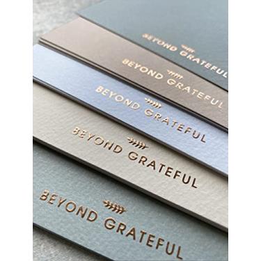 Imagem de RUN2PRINT (Pacote com 36) Cartões de agradecimento Beyond Grateful com envelopes e presente de 36 adesivos laminados - Elegante relevo azul empoeirado folha de ouro rosa notas em branco prensadas