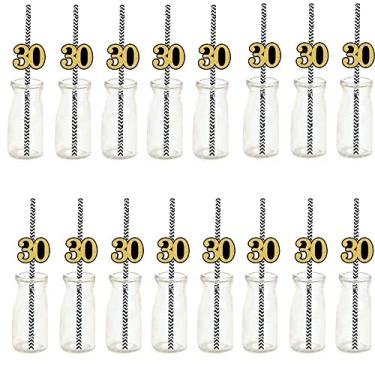 Imagem de Happy 30th Birthday Straw Decor Gold Glitter Drinking Straw Cheers to 30 Years Thirty Birthday Party Decoration (24 PCS）