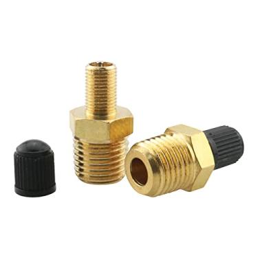 Imagem de WHYHKJ Válvula Schrader 2 peças 1/10.2 cm NPT válvula de enchimento de tanque compressor de ar de latão sólido válvulas hexagonais Schrader válvulas hexagonais de absorção de choque para motocicleta