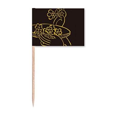 Imagem de Placa de flor de mão bandeiras de palito de dente marcador decoração de festa