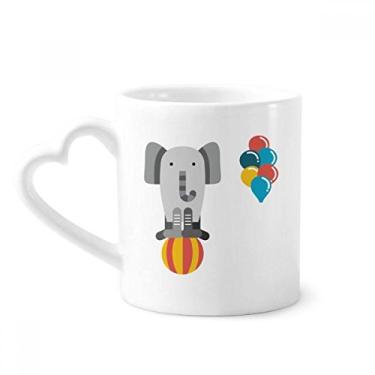 Imagem de Incrível caneca engraçada de balão com ilustração de elefante café cerâmica copo de coração de vidro