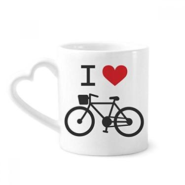 Imagem de Caneca I Love Red Heart com estampa de bicicleta café cerâmica copo de coração de vidro