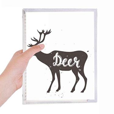 Imagem de Caderno de animais preto e branco de veados, diário de folhas soltas, recarregável, papelaria