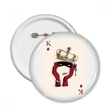 Imagem de Baralho de cartas diamante padrão K pinos redondos emblema botão decoração acessório 5 peças