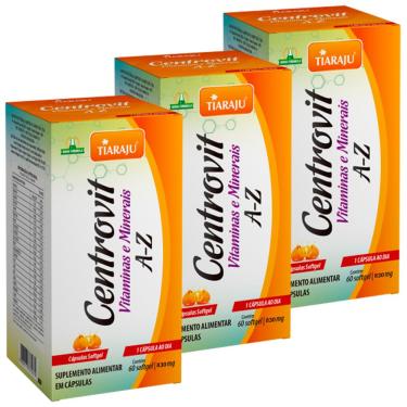 Imagem de Kit 3 Centrovit A-Z Vitaminas e Minerais 60 Cápsulas Tiaraju 
