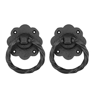 Imagem de Anel de puxar armário ou gaveta ou porta de ferro forjado preto 12,7 cm, 25746, Preto, Pack of 2