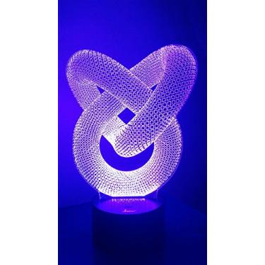 Imagem de Luminária noturna 3D Chain Link com ilusão de LED, luminária de mesa de cabeceira, 7 luzes que mudam de cor com base de acrílico plano e ABS e carregador USB como decoração de casa