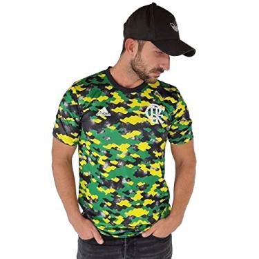 Camisa Flamengo Pré-Jogo 21/22 Adidas Masculina - Amarelo+Verde