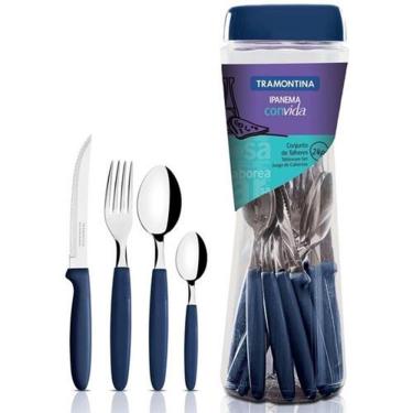 Imagem de Conjunto de Talheres Inox Tramontina Ipanema 24 Peças - Azul - 23399/191