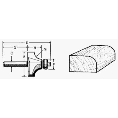 Imagem de Bosch 85648M Fresa para tigela de montagem embutida com ponta de carboneto de corte de 1,27 cm de diâmetro, haste de 1,27 cm com rolamento