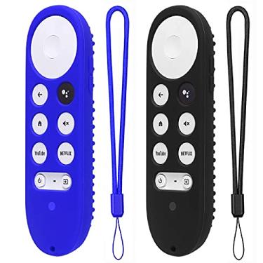 Imagem de Pacote com 2 capas de silicone para Chromecast com Google TV 2020 Voice Remote Capa protetora para controle remoto Chromecast 2020 (azul + preto)