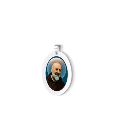 Imagem de Pingente Medalha São Padre Pio De Pietrelcina  Com Argola Aço Inox - D