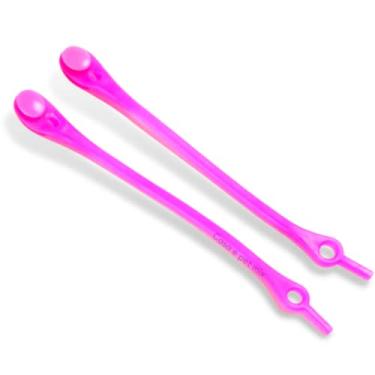 Imagem de Cadarço Elástico de Tenis Infantil Colorido Corrida Silicone Adulto 12 Unidades Sem Laço (Rosa)