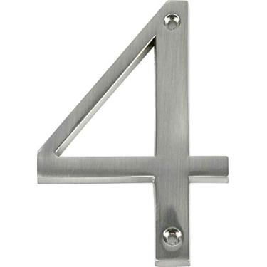 Imagem de Distinctions by Hillman 843324 Casa embutida de níquel escovado de 10 cm número 4, 1 unidade (pacote com 1)