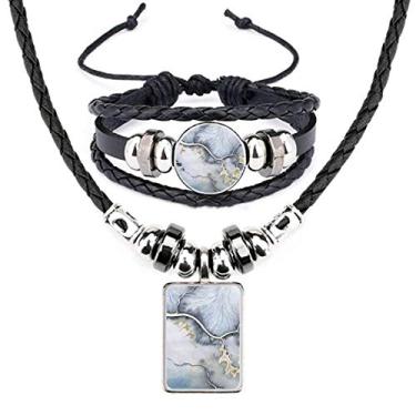 Imagem de Conjunto de joias de pulseira de couro abstrato aquarela com sombreamento de tinta