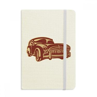 Imagem de Caderno clássico vermelho profundo com desenho de carros clássico em tecido capa dura para diário