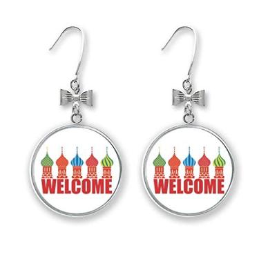 Imagem de Welcome To Russia Cathedral Buiding Bow Brincos Drop Stud Piercing Gancho