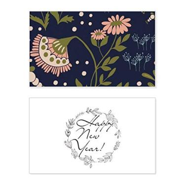 Imagem de Pink Wild Flower Plant Paint New Year Festival Greeting Card Bless Message Gift